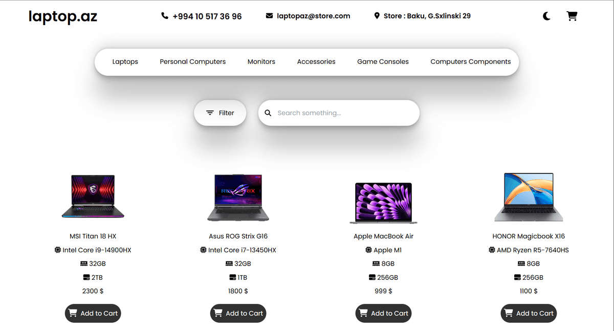 Laptop Store - Project built with Vue.js, Vuetify, JavaScript